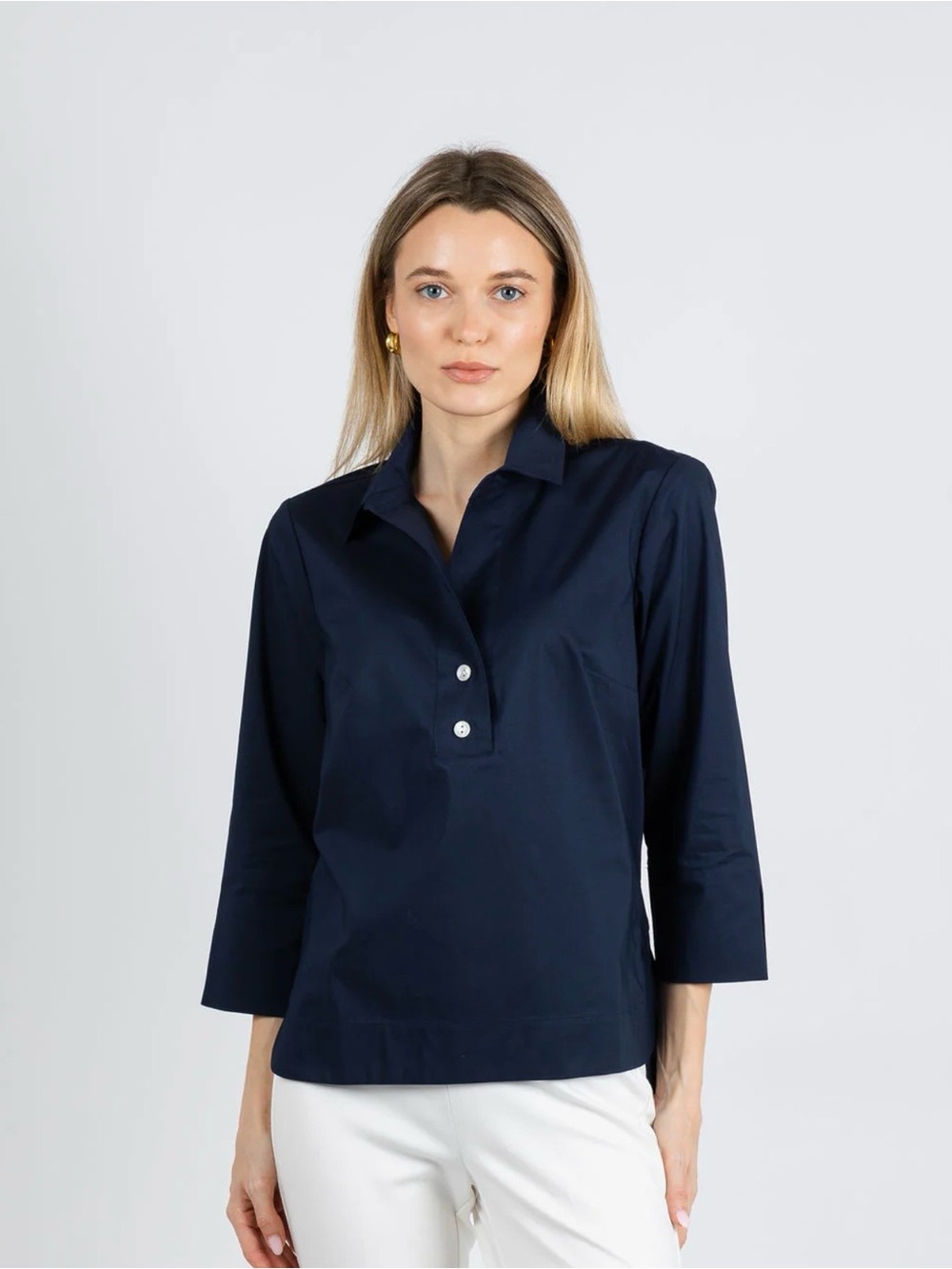 Hinson Wu / Aileen Navy Button-Back Tunic / Quiet Luxury / Size 10